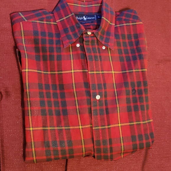Ralph Lauren Red Plaid Men's Shirt Sz-L - Picture 2 of 4
